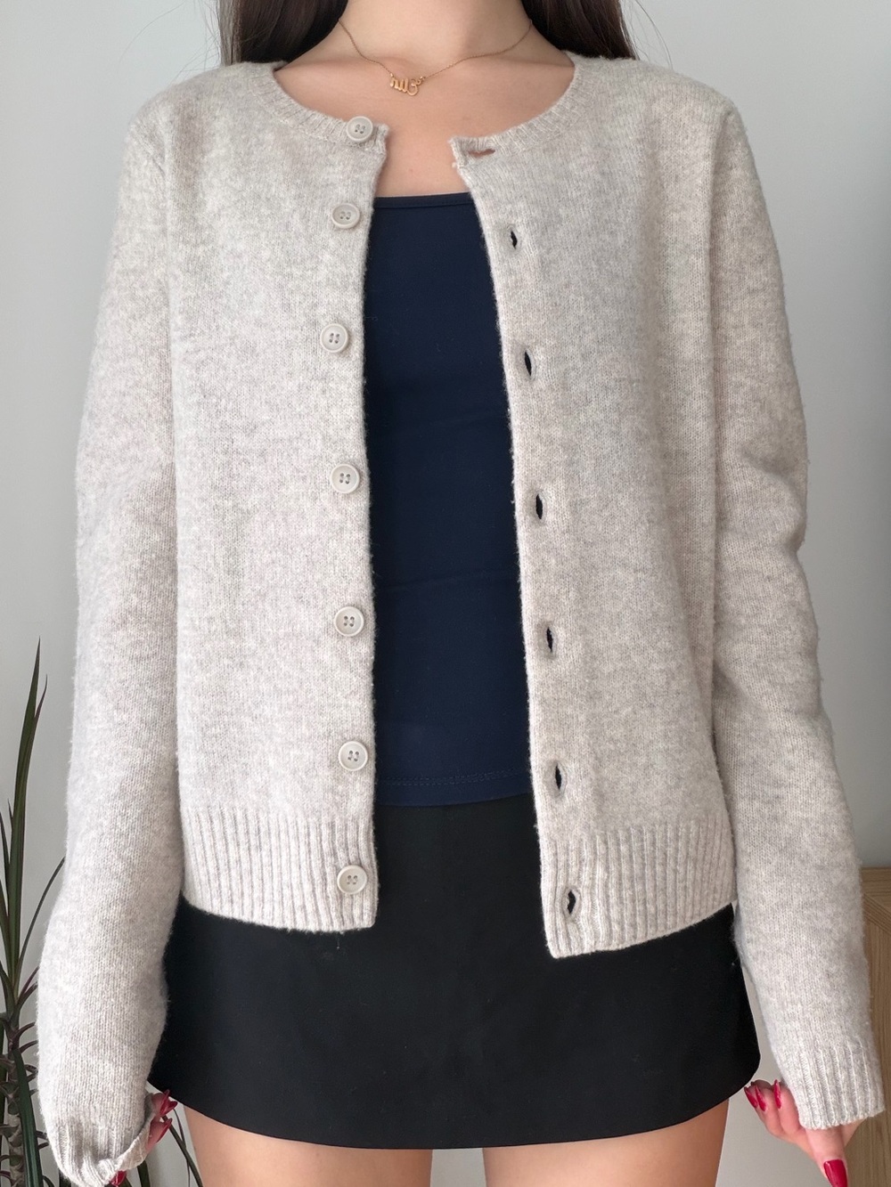 Zara Grey 100% Wool Cardigan